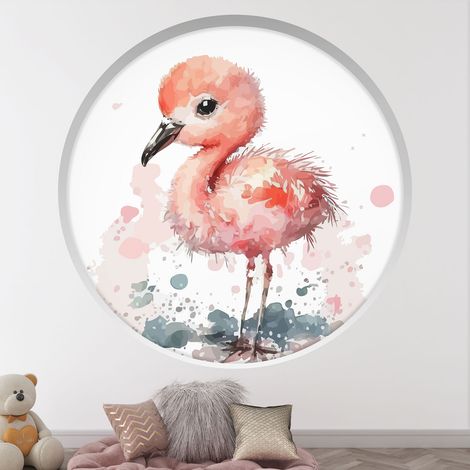Stickers Trompe l'oeil Arche ronde Enfants - Oiseau - Diamètre 60 cm (1/4)