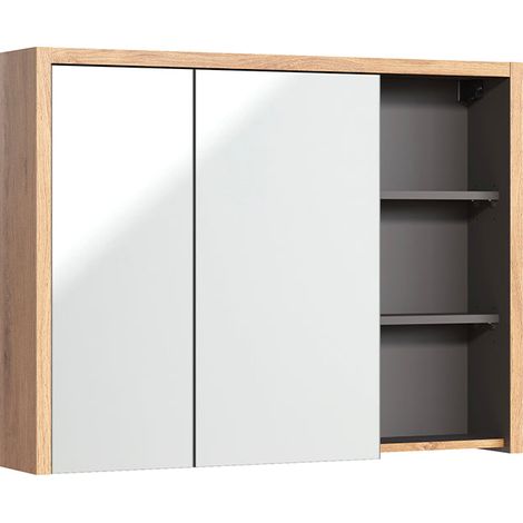 Miroir armoire murale 100 cm Rigel Bois et Anthracite (1/3)