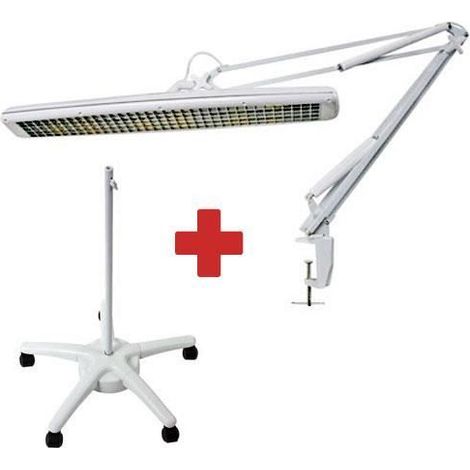 Pack : Lampe bras de bureau 220v 3 x 14w + Statif a roulettes