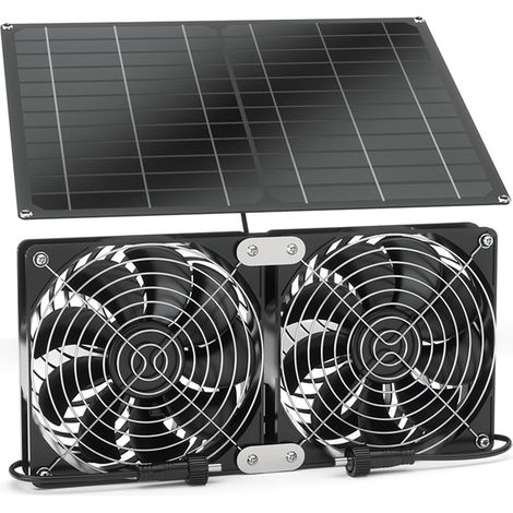 15-W-Solarventilator, wasserdichtes Solarpanel und Dual-Lüfter-Kit, geeignet für den Hühnerstall im Gewächshaus im Freien