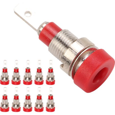 Lot de 10 connecteurs banane en laiton de 2 mm pour panneaux, destinés aux équipements électroniques et industriels (rouge). (1/5)