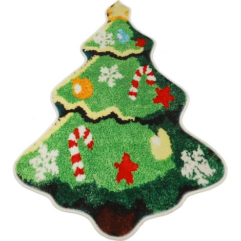 GARRYFIZH Tapis de sol de Noël, tapis de bain absorbant en imitation cachemire, tapis de chevet, décoration pour la maison et l'hôtel (1/5)