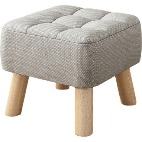 Petit Tabouret Bas avec Pieds en Bois, Canapé rembourré Moderne, Repose-Pieds, Tabouret de Canapé en Velours,Tabouret à Chaussures pour Salon Chambre 30×30×26CM Gris (1/5)