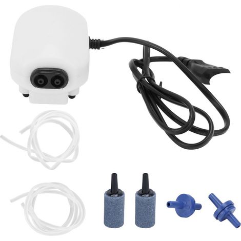 Pompe A Air Aquarium - Double Sortie 2,5 L/Min - Silencieuse Avec Pieds En Caoutchouc - Pour Bassins Poissons Et Aquaculture - Kit Complet ×1 (1/5)