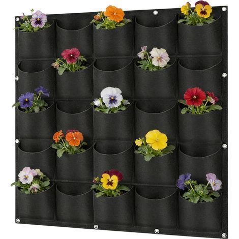 Hanging planter bags, wall-mounted planter bags, hanging planter bags, with 25 pockets, reusable, vertical grow bags for gardens, balconies, courtyards (1/5)