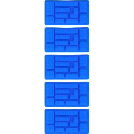 5 Pièces Moule à Glaçons en Silicone Bleu, Forme de Bloc pour Chocolat, Gâteau, DIY et Pâtisserie à la Maison (1/5)