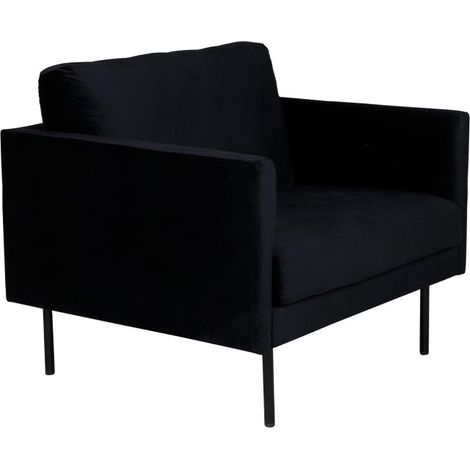 Fauteuil en Velours "Zoom" 95cm Noir (1/5)