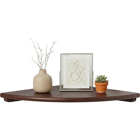 Étagère d'angle, Tailles et Couleurs au Choix, Bois de Noyer, Salon, déco, Charge Max. 5 kg, Murale (1/5)