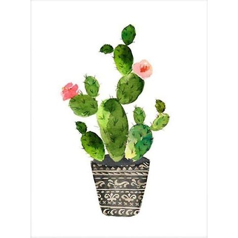 Tableau décoratif cactus de qualité supérieure, sans cadre, format 30 cm, idéal pour le salon. (1/3)