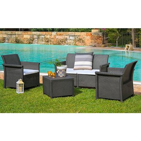 SALOTTO RESINA 2 POSTI "DOLCEFARNIENTE" BIANCO SET 4PZ