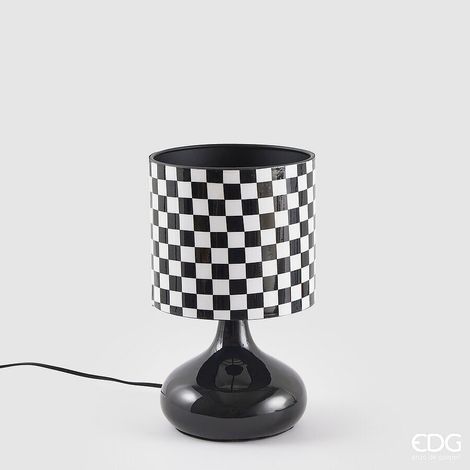 EDG Enzo De Gasperi Lampada da Tavolo Scacchi H 34 Cm D 20 Cm IP20 White Black