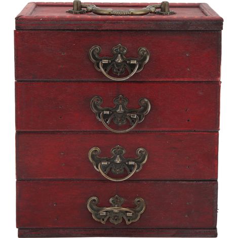 Boîte à bijoux vintage en bois 4 tiroirs grande capacité rangement organisateur bijoux rétro pour maison café vitrine (1/5)