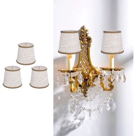 Lot de 3 abat-jour en tissu à clipser, style minimaliste moderne, pour lustre en cristal ou applique murale, vendus par lot de 3. (1/5)