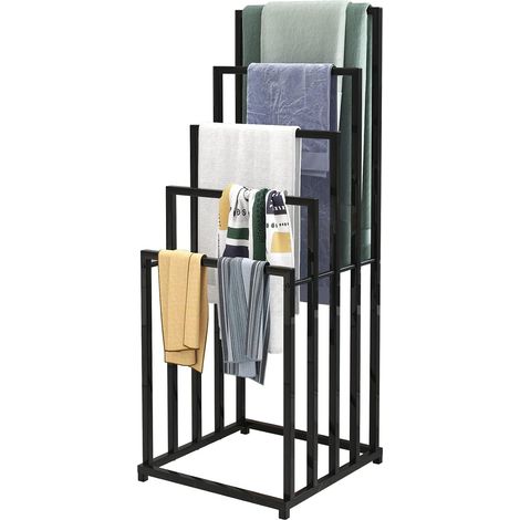 Porte-Serviettes sur Pied pour Salle de Bain et Serviettes Accessoires de Salle de Bain (5 Animaux, Noir) (1/5)