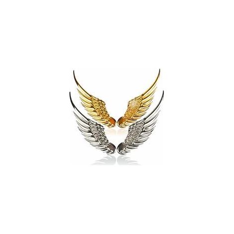 Autocollants de Voiture, 2 Pcs Métal 3D Ailes de Voiture Ailes d'Ange Autocollants de Logo de Voiture Universel, 12.5 × 3.5cm (1/5)