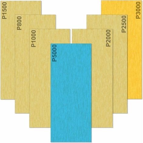Carta vetrata grana 5000, 3000, 2500, 2000, 1500, 1000, 800, per uso a secco e a umido, ideale per lucidare metallo, legno e automobili. Confezione da 35 fogli, formato 9 x 3,6 pollici. (1/4)