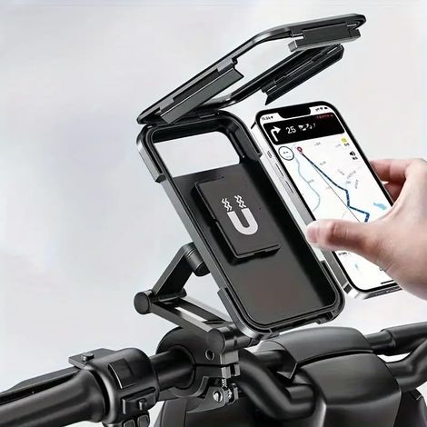 Support de téléphone pour vélo et moto (1 pièce) avec protection d'écran, télescopique, support de navigation pour vélo et trottinette électrique (1/5)