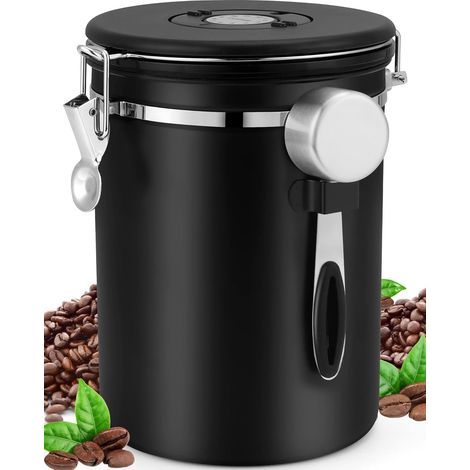 Contenitore ermetico per caffè in grani con misurino (2,8 l, nero) (1/5)