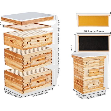 Kit de ruche, bois de cèdre naturel, design de boîte profonde, 2ZHGH (1/2)