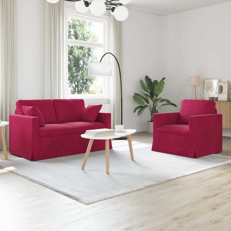 Sofa Set 2 pcs Weinrot 138 x 78 x 80 cm Samt