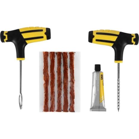 Reparaturset für schlauchlose Autoreifen (Vakuum) – Flickzeug-Set, Ventileinsatz-Entferner (Braun) (1/5)