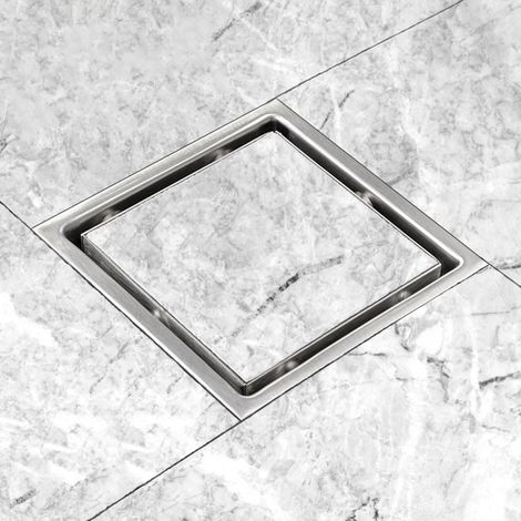 Bonde de douche encastrée carrée, finition nickel brossé, acier (1/5)