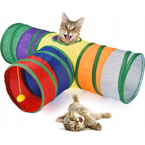 Tunnel interattivo pieghevole per gatti e conigli, dimensioni 80x25x55 cm. (1/3)