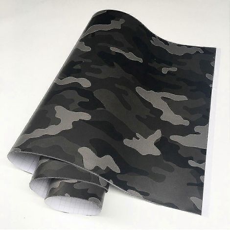 Film vinyle camouflage noir 196" x 1968" - Autocollant camouflage numérique pour voiture, vélo, ordinateur portable, moto - 50 cm x 100 cm - Gris/Noir (1/5)