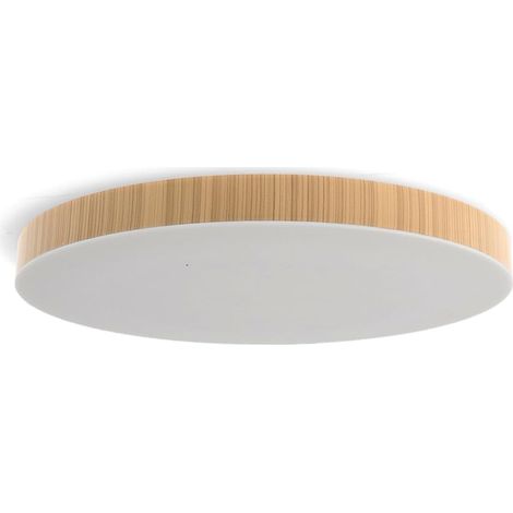 Plafonnier Led Bois 24W, ø30 cm, lumière variable de la lumière froide à la lumière chaude 3000K-6000K, idéal pour Cuisine, Balcon et Chambre, Wood (1/5)