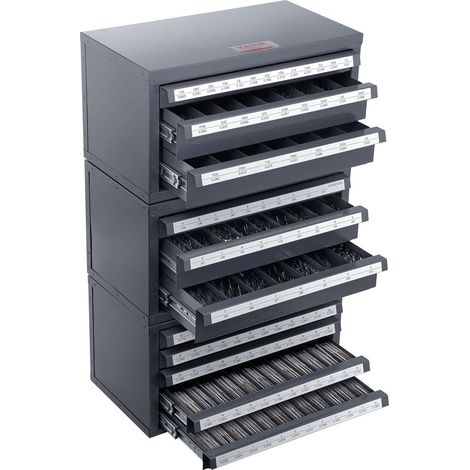 Cabinet de rangement pour forets,3 tiroirs pour tailles A à Z,5 tiroirs pour calibres de fil 1 à 60,empilable et pratique (1/5)
