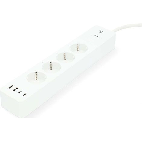 Nedis SmartLife Power Strip / Wi-Fi / 2x USB-A / 2x USB-C™ / 4x plug with earth contact (CEE 7/3) / 16.0 A / 3680 W / 2.00 m / 0 - 55 °C / Android™ / IOS / Weiss