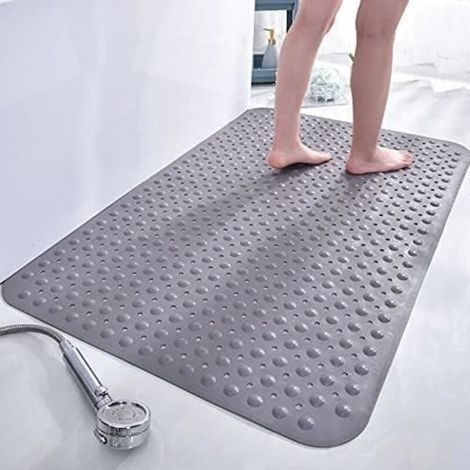 Tappetino antiscivolo per doccia (grigio) - Nome - 90 x 60 cm - Grigio - PVC - Antiscivolo (1/4)