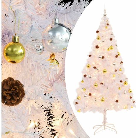 Albero di Natale Preilluminato con Palline Bianco 210 cm vidaXL (1/5)