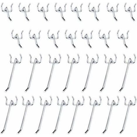 30-teiliges Lochwandhaken-Set aus Metall – 10 cm und 5 cm Einzelhaken für Garagen, Geräteschuppen und Werkstätten (1/5)