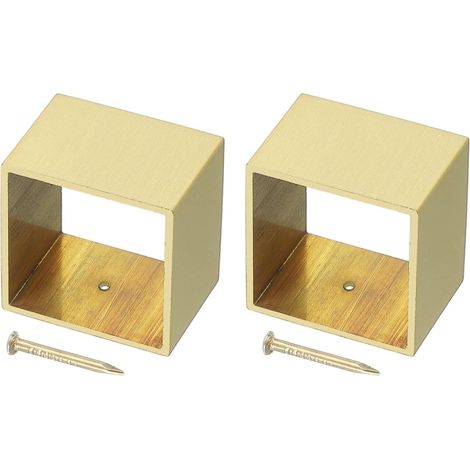 QUARKZMAN 2 Pcs Brass Furniture Foot Covers, 1.26 x 1.38 x 1 Inch Square Foot Cover for Chair, Table, Sofa, Bed (1/5)