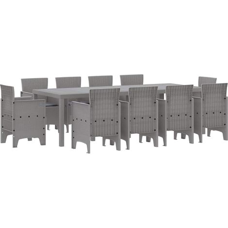 Conjunto de Comedor de Jardín 11 uds. Gris Claro Polipropileno vidaXL (1/5)