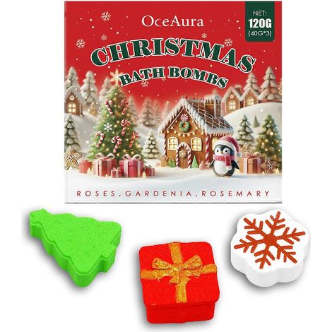 Coffret de bombes de bain de Noël pour enfants et femmes, cadeau d'aromathérapie relaxant, hydratant, parfum floral pour un spa à domicile et un cadeau de Noël (1 pièce) (1/5)