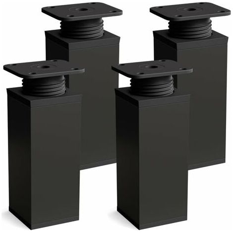 Furniture legs, set of 4. Finish: matte black. Height: 60 mm, adjustable. Square shape. (1/4)