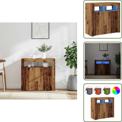 vidaXL Sideboard mit LED-Leuchten Altholz-Optik 80x35x75 cm (1/5)