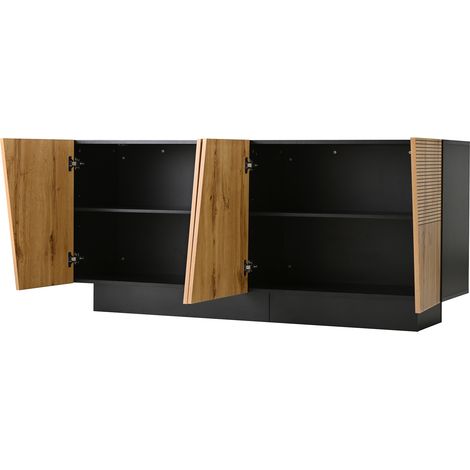 Buffet moderne 160 cm avec grand espace de rangement, design géométrique et étagère réglable – meuble de rangement pour salon, salle à manger et couloir (1/5)
