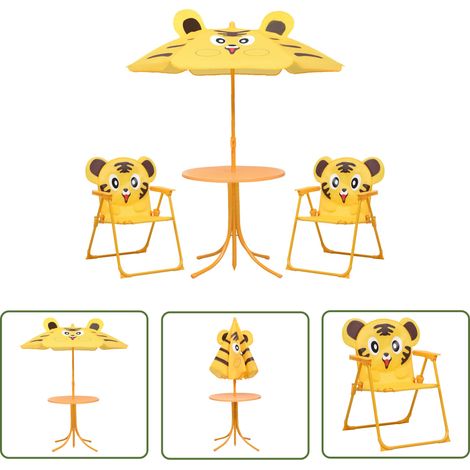The Living Store Ensemble de bistro avec parasol pour enfants 3 pcs Jaune - Meubles De Jardin - Salon De Jardin Enfant - Set De Jardin Enfant - Parasol Enfant - Table Basse Enfant (1/5)