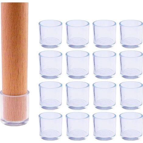 Set of 16 protective chair leg caps - Silicone - Round - Diameter: 22 mm (1/5)