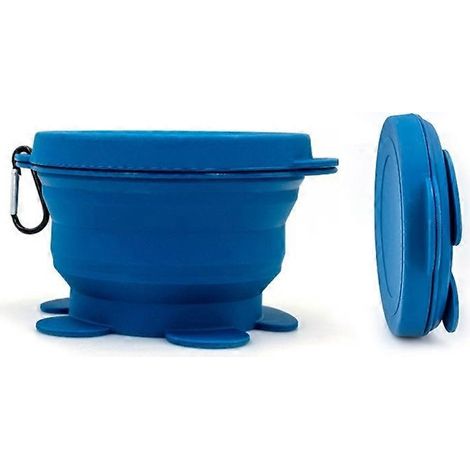 Tragbarer, zusammenklappbarer Silikon-Hundenapf, Reisenapf mit Karabinerhaken, leichter und praktischer Hundefutterbehälter, ideal für Spaziergänge und Wanderungen.