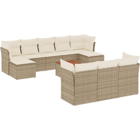 Maison Exclusive - Set de sofás de jardín 11pzas con cojines ratá (1/3)