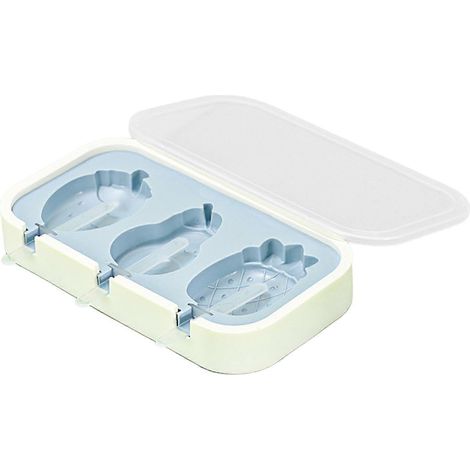 Moule à glace alimentaire antiadhésif à 3 compartiments en forme de dessin animé, accessoires de pâtisserie DIY, moule en silicone pour glaces et sucettes glacées, accessoire pour réfrigérateur (1/5)