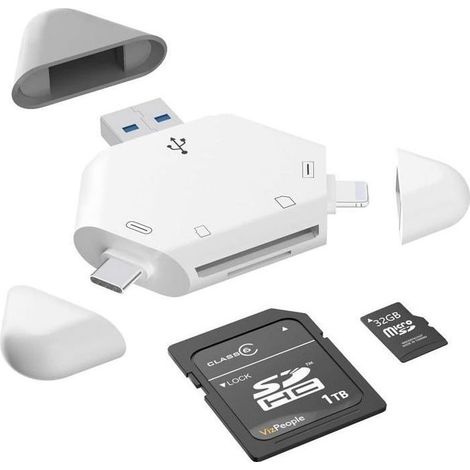 Lecteur de Carte SD Lecteur de Carte mémoire 3 en 1 pour iPhone/iPad appareils USB C et USB A Adaptateur de Carte caméra Trail (1/5)
