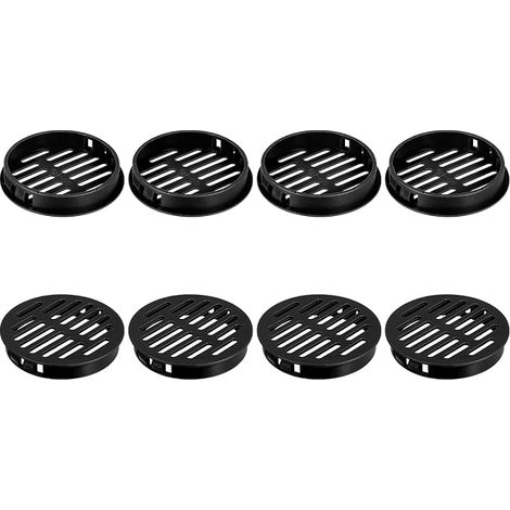 8Pcs 60mm/2.36" Circular Air Vent Grills For Soffite, Plastic Air Vent Cover, Round Mesh Hole Grille for Kitchen Cabinet Dressing Room, Black (1/5)