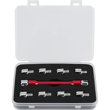 POCREATION Clé à rayon de moto, jeu de clés à rayons de roue de vélo, fil de pneu CNC, longueur 5,0 à 6,8, longueur 93 mm, pour la plupart des motos (C (rouge) (1/5)