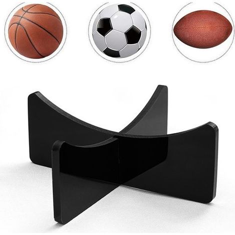 Lot de 4 présentoirs à ballons – Supports en acrylique pour ballons de basket-ball, volley-ball, football et rugby, 5 x 2,8 cm, noirs (1/5)