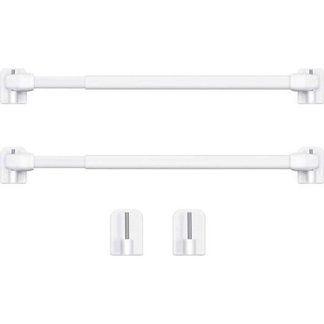 Tringle à Rideau en Plastique Réglable Tringle à Rideau Extensible pour Fenêtre Barres d'Armoire Tige de Tension Crochets de Tringle à Rideau Adhésive, 40-60cm (Blanc，2pcs) (1/5)